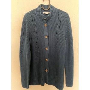 Coldwater Creek Cable mock neck button up Cardigan Size M